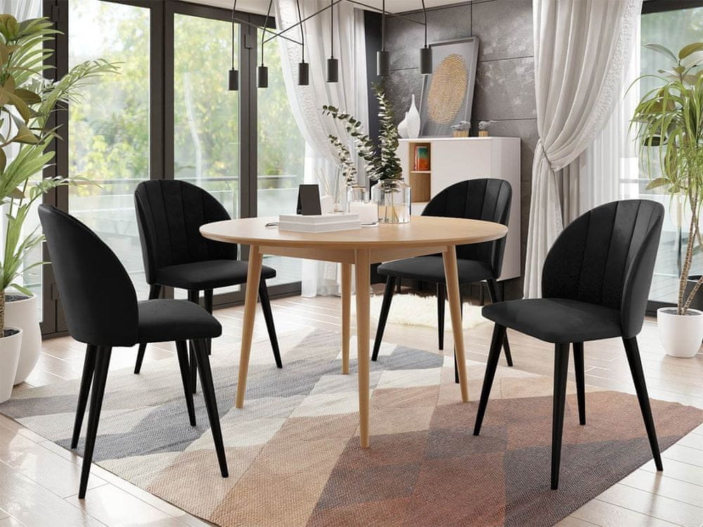 Veneti Jedálenský stôl 100 cm so 4 stoličkami NOWEN 1 - prírodné drevo / čierny
